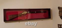 Gun Display Case 54 Cabinet Rifle Fully Black Wood Shotgun Shadow Box Wall Rack