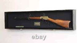 Gun Display Case 54 Cabinet Rifle Fully Black Wood Shotgun Shadow Box Wall Rack