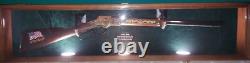 Gun Display Case Cabinet 44 Rifle Walnut & Green LED Wood Shotgun Shadow Box