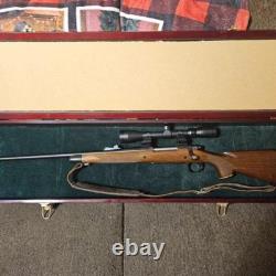Gun Display Case Cabinet 44 Rifle Walnut & Green LED Wood Shotgun Shadow Box