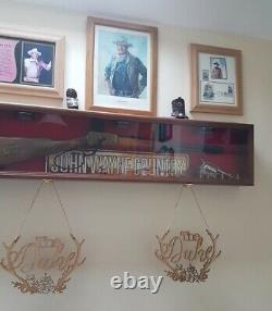 Gun Display Case Cabinet 44 Rifle Walnut & Green LED Wood Shotgun Shadow Box