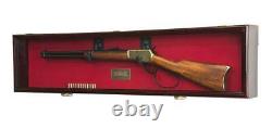 Gun Display Case Cabinet 54 Long Rifle Cherry Blue Wood Shotgun Rack Shadow Box