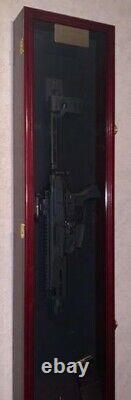 Gun Display Case Cabinet Rifle Cherry Solid Wood LED Light Shotgun USA Frame 44