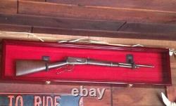 Gun Display Case Cabinet Rifle Cherry Solid Wood Shotgun Frame Shadow Box 44 L