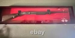 Gun Display Case Cabinet Rifle Cherry Wood Musket Shotgun Pistol Lock Rack 54