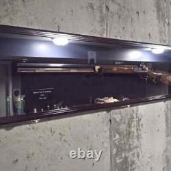 Gun Display Case Cabinet Rifle Cherry Wood Musket Shotgun Pistol Lock Rack 54