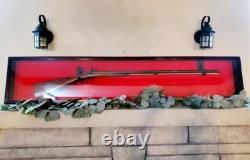 Gun Display Case Cabinet Rifle Oak Black Wood Shotgun Frame USA Shadow Box 54