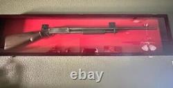 Gun Display Case Cabinet Rifle Oak Black Wood Shotgun Frame USA Shadow Box 54