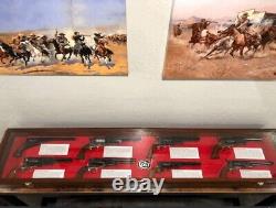 Gun Display Case Cabinet Rifle Oak Black Wood Shotgun Frame USA Shadow Box 54