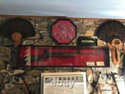 Gun Display Case Cabinet Rifle Oak Black Wood Shotgun Frame USA Shadow Box 54