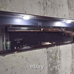 Gun Display Case Cabinet Rifle Oak Black Wood Shotgun Frame USA Shadow Box 54