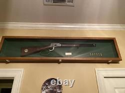 Gun Display Case Cabinet Rifle Oak Green Wood Shotgun Lock Frame Shadow Box 53