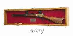 Gun Display Case Cabinet Rifle Oak Solid Wood Shotgun Lockable Shadow Box 44 L