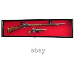 Gun Display Case Cabinet Rifle Solid Wood Musket Shotgun Frame Shadow Box 54 L