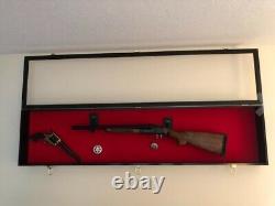 Gun Display Case Cabinet Rifle Solid Wood Musket Shotgun Frame Shadow Box 54 L