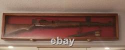 Gun Display Case Cabinet Rifle Walnut Black Wood Shotgun Frame Shadow Box 54