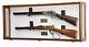 Gun Display Case Double Cabinet Rifle Walnut & White Felt Solid Wood Rack 44.5