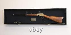 Gun Display Case Rifle 65 Long All Black Wood Shotgun Rack Shadow Box Cabinet