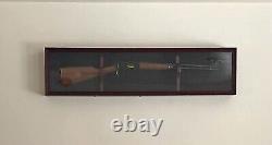 Gun Display Case Rifle Mahogany & Black Wood Shotgun Rack 44 Storage US Cabinet