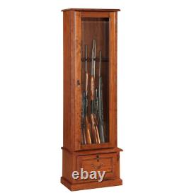 Gun Locking Storage Cabinet Wood Shelf Cherry Furniture 8 Long Rifles Shotguns
