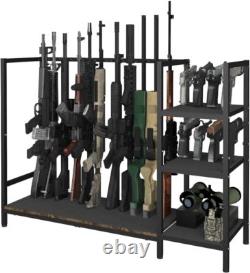 Gun Rack Floor Standing Rifle Stand with Pistol Shelves Shotgun Storage Holder