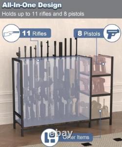 Gun Rack Floor Standing Rifle Stand with Pistol Shelves Shotgun Storage Holder