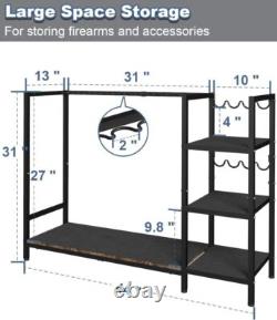 Gun Rack Floor Standing Rifle Stand with Pistol Shelves Shotgun Storage Holder