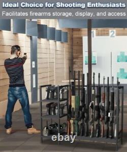 Gun Rack Floor Standing Rifle Stand with Pistol Shelves Shotgun Storage Holder