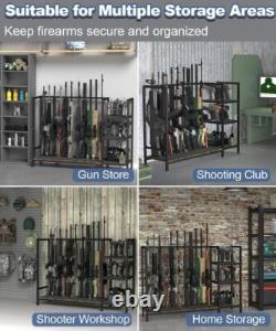 Gun Rack Floor Standing Rifle Stand with Pistol Shelves Shotgun Storage Holder