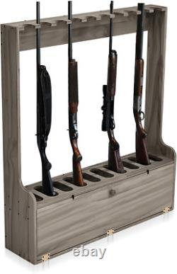 Gun Rack Rifle Shotgun Wooden Standing Floor Storage Home Garage Safe Hunting