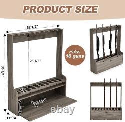 Gun Rack Rifle Shotgun Wooden Standing Floor Storage Home Garage Safe Hunting
