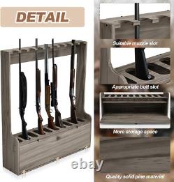 Gun Rack Rifle Shotgun Wooden Standing Floor Storage Home Garage Safe Hunting
