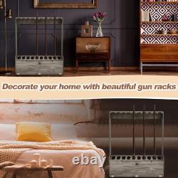 Gun Rack Rifle Shotgun Wooden Standing Floor Storage Home Garage Safe Hunting
