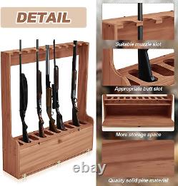 Gun Rack, Ten Gun Wooden Standing Floor Gun Display Rack, Gun Display Rack with
