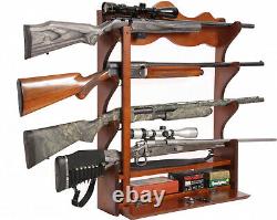 Gun Rack Wall Mount 1.00 cu. Ft. 4 rifle storage wood locking rifle display