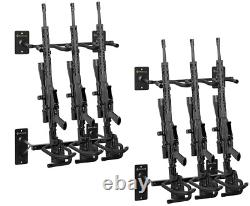 Gun Rack Wall Mount Rifle Shotgun 6 Display Stand Hook Hanger Rubber Pad Storage