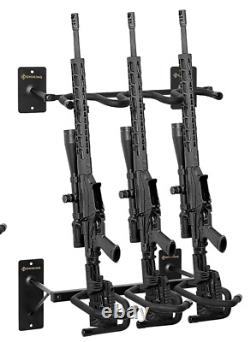 Gun Rack Wall Mount Rifle Shotgun 6 Display Stand Hook Hanger Rubber Pad Storage