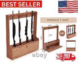 Gun Rack Wooden Standing Floor Gun Display Storage Rifle Gun Garage Safe Hunting
