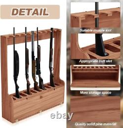 Gun Rack Wooden Standing Floor Gun Display Storage Rifle Gun Garage Safe Hunting
