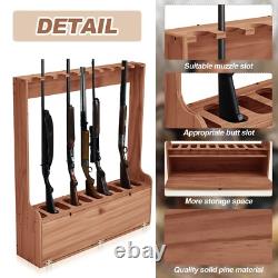 Gun Rack Wooden Standing Floor Gun Display Storage Rifle Gun Garage Safe Hunting