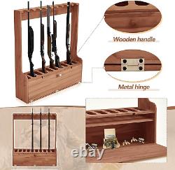 Gun Rack Wooden Standing Floor Gun Display Storage Rifle Gun Garage Safe Hunting