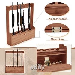 Gun Rack Wooden Standing Floor Gun Display Storage Rifle Gun Garage Safe Hunting