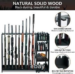 Gun Racks, Wooden Rifle Racks with Pistol Rack, Floor Standing Shotgun Black