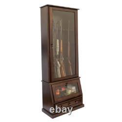 Gun Rifle Storage Glass Door Display Series 12 Gun Key Lock Cabinet Wood Veneer