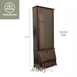 Gun Rifle Storage Glass Door Display Series 12 Gun Key Lock Cabinet Wood Veneer