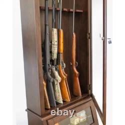 Gun Rifle Storage Glass Door Display Series 12 Gun Key Lock Cabinet Wood Veneer