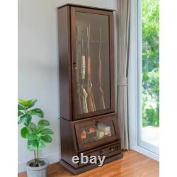 Gun Rifle Storage Glass Door Display Series 12 Gun Key Lock Cabinet Wood Veneer