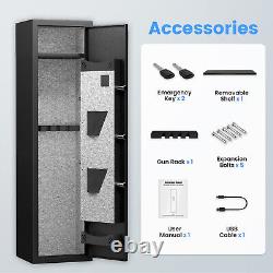 Gun Safe, 1-2 Fingerprint Rifle Gun Safe Quick Access Long Gun Safe for Home