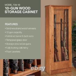 Gun Safe Cabinet 10 Rifles Solid Wood Storage Locker Shotgun Lock Shelf Case