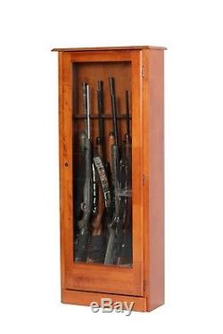Gun Safe Cabinet 10 Rifles Wood Storage Locker Shotgun Firearm Lock Shelf Rack